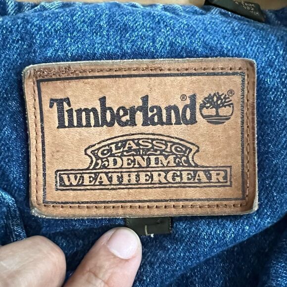 Timberland Weathergear Denim Trucker Men Jean/Suede Jacket 90’ Style Size Large - Picture 12 of 14